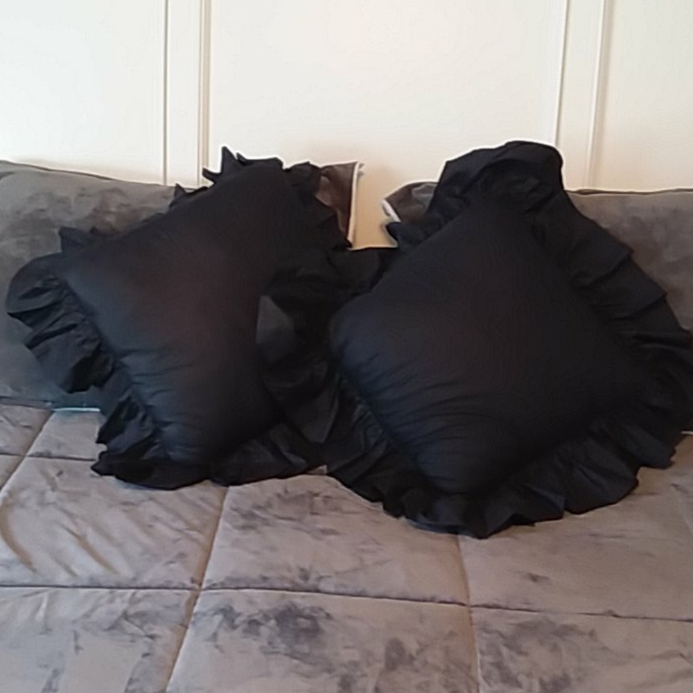 2 Black throw pillows